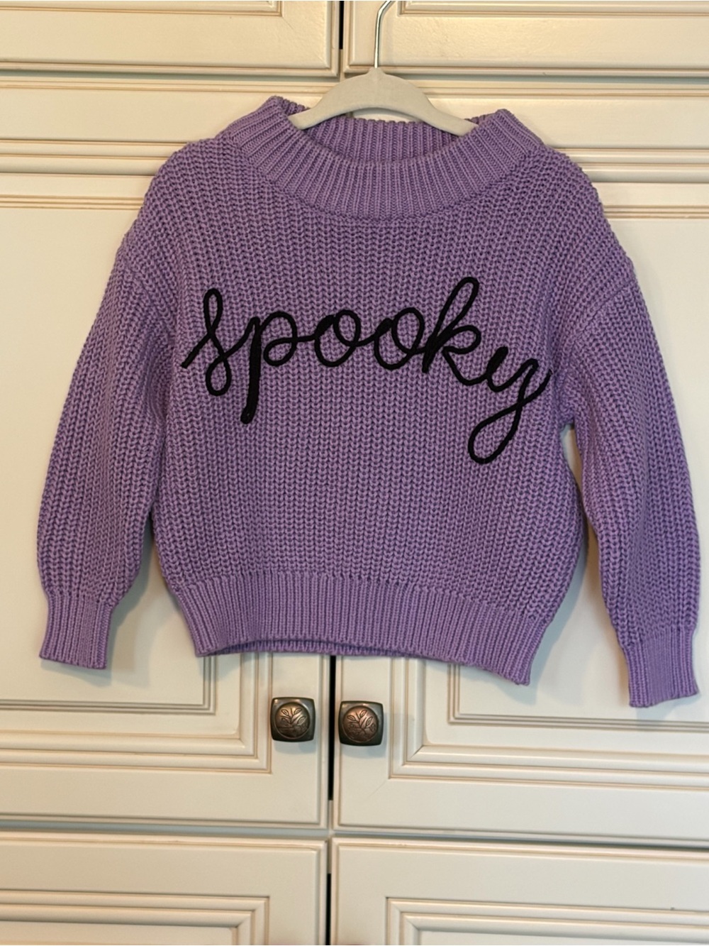 Old Navy Lavender Knit 'Spooky' Pullover Sweater - Lavender & Black